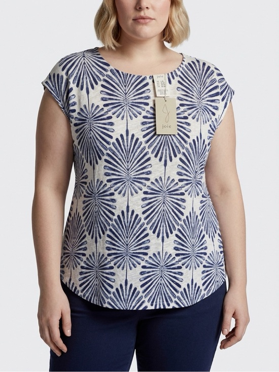 Joie Tops - Joie Cream Top with Navy Burst Floral Print